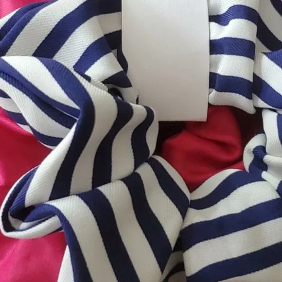 Ann Taylor Loft Striped & Solid Scrunchie Set | NWT | Navy Blue White Fuchsia - Picture 4 of 5